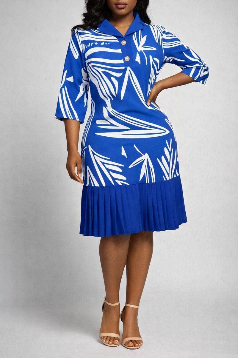 Robe Bleu Royal Plissée